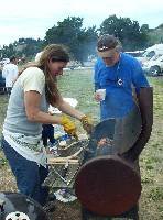 PICT5105 Chef extraordinaire grilling salmon